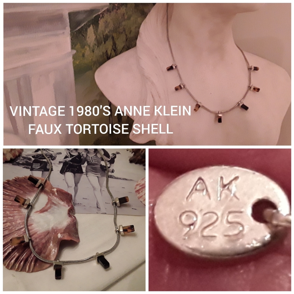 VTG 925 STERLING ANNE KLEIN FAUX TORTOISE SHELL NK